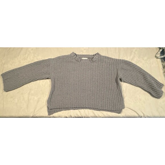 Olive+Oak Sweaters - Olive+Oak Gray Solid Ribbed Knit Crew Neck Long Sleeve Pullover Sweater M